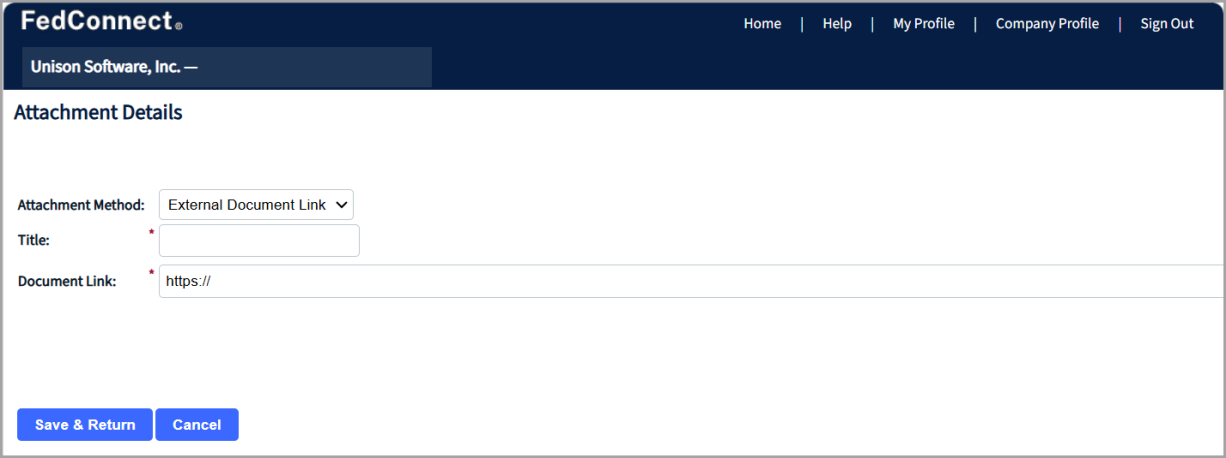 Attachment Details Page with External Document Link